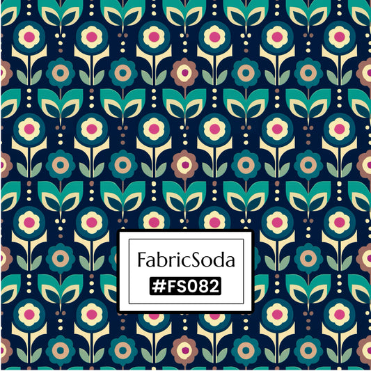 FS082 Teal Geometric Cotton Printed Fabric