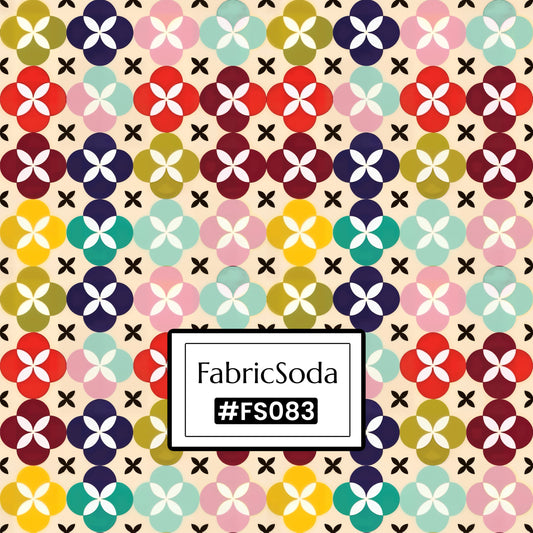 FS083 Multcolours Geometric Cotton Printed Fabric