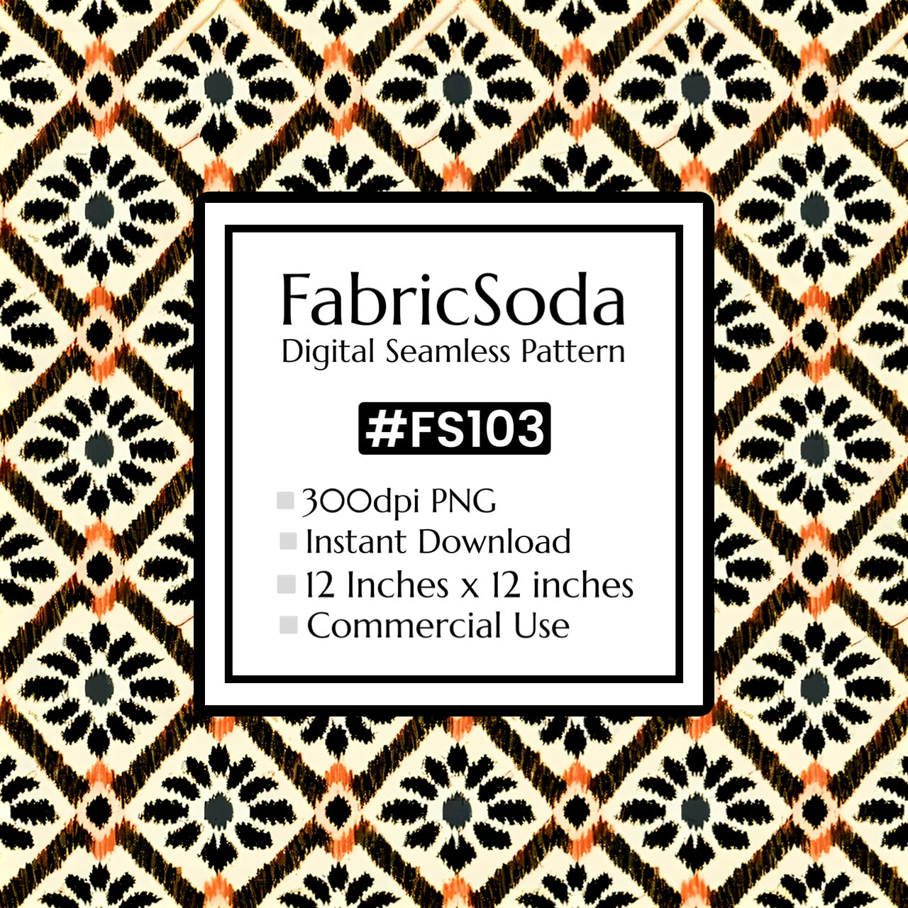 Ikat Bloom Geometric Seamless Pattern PNG