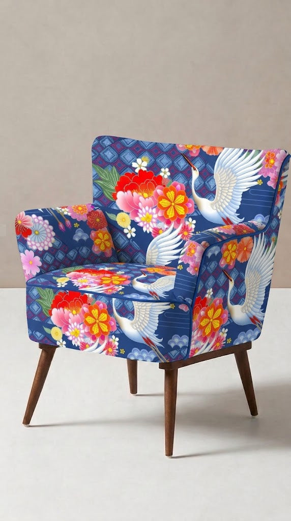 FS084 Japanese Style Crane Floral Seamless Pattern JPG