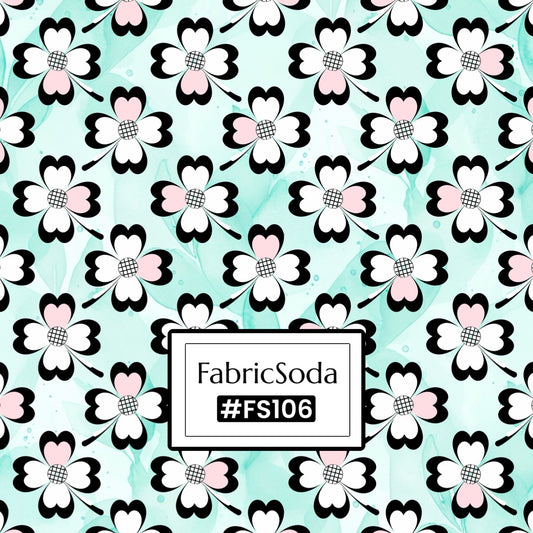 FS106 Pink Flowers on Teal Seamless Pattern JPG