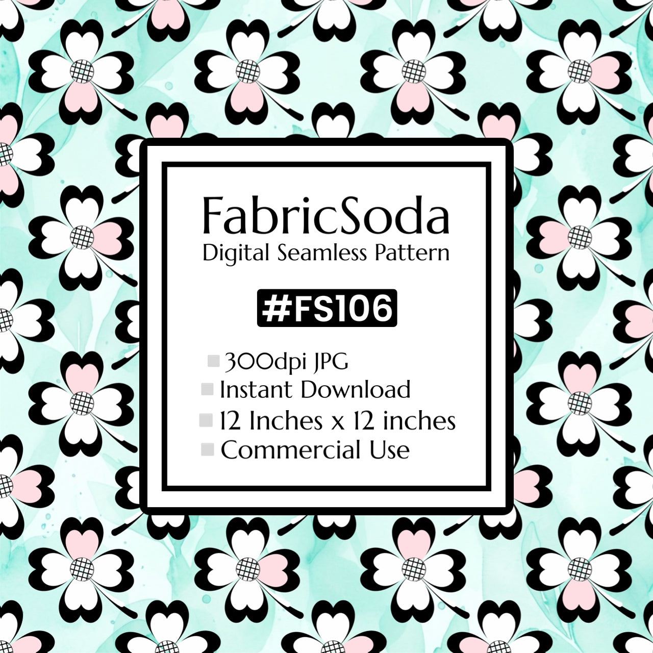 FabricSoda digital seamless pattern with flowers on a light blue background